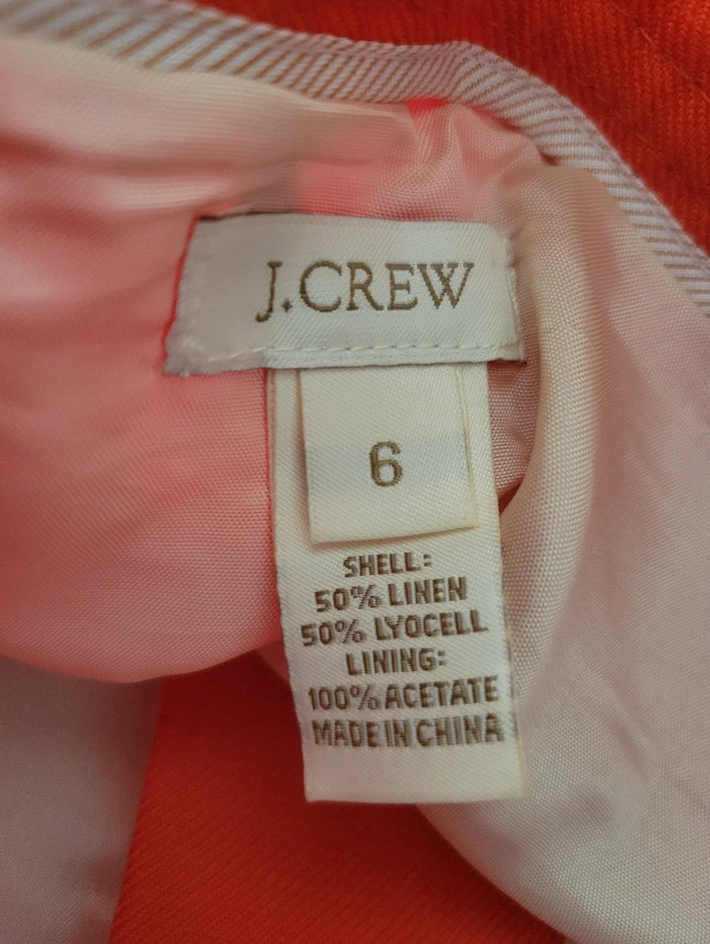 SALE J Crew Dorrie Mini Skirt Linen Blend Button Front Fiery Orange + Pockets 6